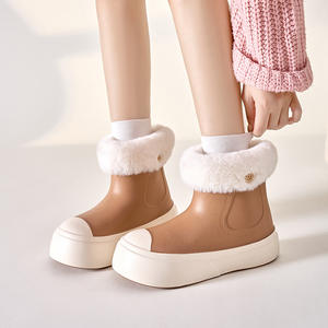 Bottes de neige antidérapantes imperméables <span class=keywords><strong>amovible</strong></span> doublure en peluche chaude pantoufles en coton extérieur coupe-vent plate-forme bottes de neige pour les filles - Product Image 3