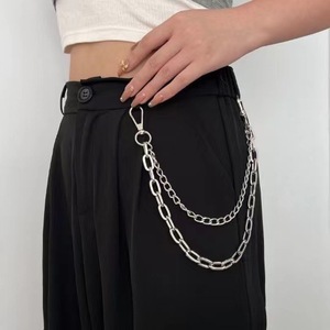 Chaîne de pantalon double couche en métal Yueli, style hip-hop, chaîne de taille pour usage quotidien, alliage de zinc, couleur argent. - Product Image 4