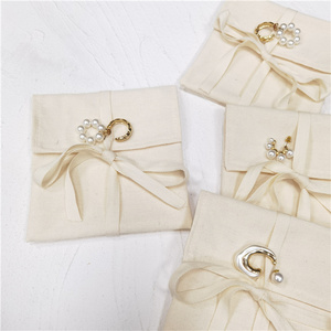 CH Custom Size 15*20 20*20 25*30 30*40cm Cotton Canvas Travel Clothing Bag Jewelry Packing Tied String <b>Envelope</b> Dust Bag - Product Image 3