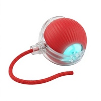 Balle teaser chat automatique jouet interactif roulant a mordiller lumineux silicone avec corde chats interieur