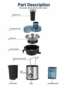 Appareils de cuisine domestiques : Machine électrique 4-en-1, mixeur, extracteur de jus, presse-fruits à froid, extracteur lent pour oranges et fruits - Product Image 5