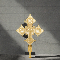 Grande croix processionnelle en métal, religieuse, orthodoxe, catholique, relique d'église, décoration de fête, cadeau, Éthiopie, Grèce
