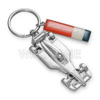 Porte-clés de voiture de course de Formule 1 en métal moulé sous pression 3D, voiture de course F1, nouveauté, métal plaqué argent avec impression sérigraphique, personnalisable
