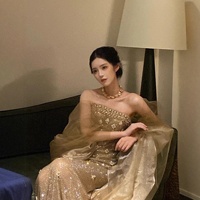 Jupe sirène longue élégante en acétate ornée de diamants, coupe ajustée, pour soirée, fiançailles, mariée, toast de mariage, haut de gamme