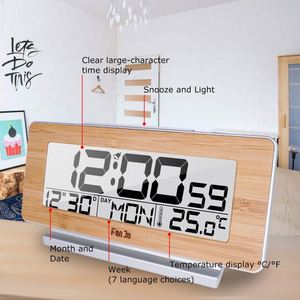 Wooden Alarm Clock Digital Thermometer Wall Decor Time Date Week Temperature Monitor Wireless Aroma Diffuser with Aarm Clock - Product Image 3