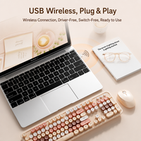 Clavier et souris sans fil MOFii SWEET, couleurs pastel esthétiques, touches multimédias, 1200 DPI, optique, pour bureau, ordinateur portable