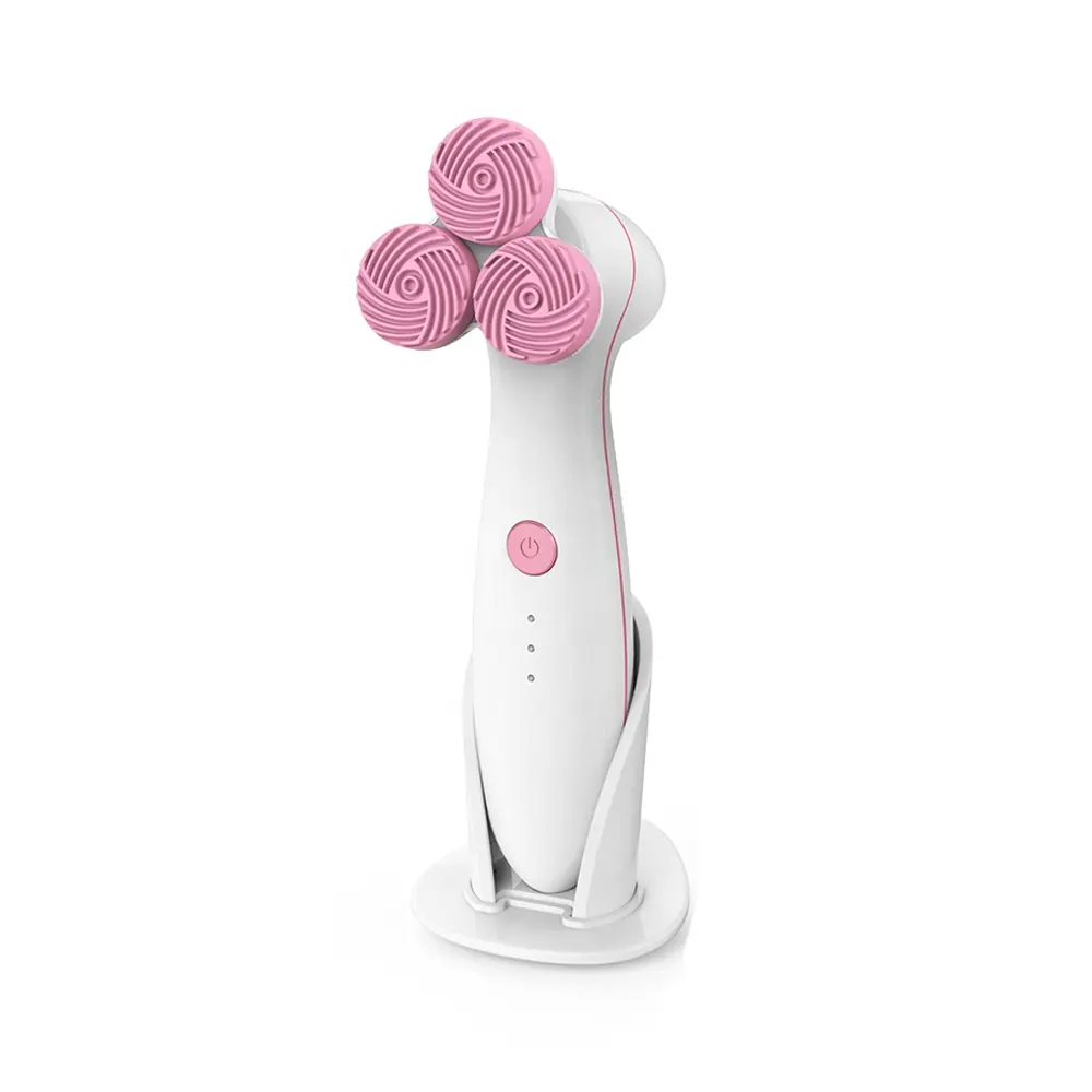 Brosse de nettoyage du visage en Silicone, 3D, Vibration sonique, pour Massage de la peau, nettoyage en profondeur, électrique, pour le visage, les pores