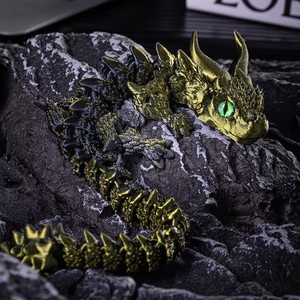 Figurine de dragon imprimée en 3D, serpent articulé et flexible, créature fantastique, modèle de bureau anti-stress pour exposition et cadeau - Product Image 5