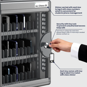Caja de Almacenamiento para Teléfonos de Aleación de Aluminio con 24 Ranuras, Casillero Seguro para Teléfonos Celulares para Aula o Restaurante con Puerto para Cable de Carga - Product Image 2