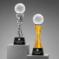 Trophée de basket-ball en cristal personnalisé Noble Manufacturer avec colonne torsadée pour les récompenses MVP