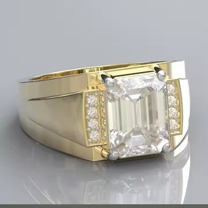 Emerald Cut Lab Grown Diamond Engagement <b>Ring</b> for Men 14K Solid Gold with IGI Certification Gift For Lovers - Product Image 2