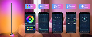 Lámpara de pie con vibrante cambio de color RGB, lámpara inteligente Bluetooth para dormitorio, 16 colores ajustables para iluminación ambiental en la sala de estar - Product Image 2