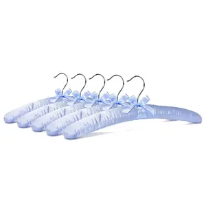 Women Clothing Hanger 10 Pack Anti Slip Cushioned Satin Padded Hangers Blouse Hanger With Custom Logo and Golden Hooks