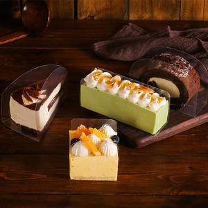 Récipient en plastique transparent Rectangle Triangle Mousse tranche enroulée autour du bord 100 pièces <span class=keywords><strong>collier</strong></span> de gâteau doux - Product Image 4