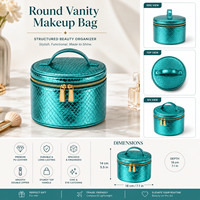 Sac ouvert résistant à l'eau en PU souple avec poignée pour les voyages quotidiens, trousse de maquillage cosmétique tendance avec couleur unie de luxe