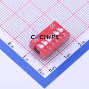 KH-BM2.54-6P DIP Switch Through hole Component (THT) Switch Flat Toggle, Raised Type 6 PC Pin 2.54mm - Product Image 1