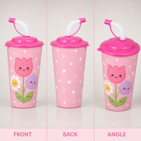 Gobelet portable en plastique OEM 500 ml avec couvercle et paille, sans BPA, réutilisable, écologique, pour usage extérieur – Meilleures ventes