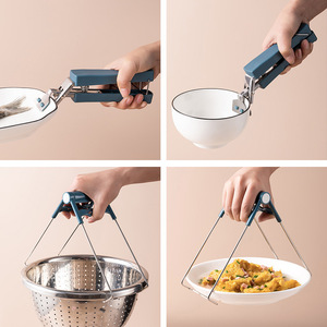 Ensemble de pinces anti-brûlure bleues 3 pièces pour cuisine : pinces à vaisselle, pinces à casseroles et pinces à bols - Product Image 4