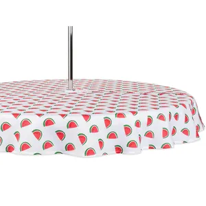 Round dia 60inches picnic waterproof polyester outdoor household eco-friendly zipper umbrella table cloth table cover