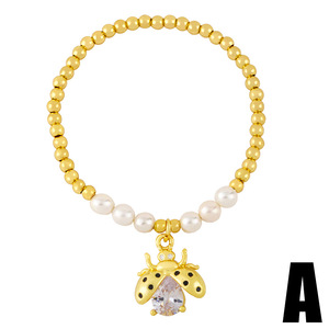 Pulsera de Perlas con Forma de Corazón de Durazno y Abeja Nueva Colección SC <span class=keywords><strong>2022</strong></span>, Pulsera de Cuentas con Diseño Personalizado de Mariquita, Pulsera Elástica con Dije de Árbol de la Vida para Mujer - Product Image 3