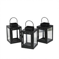 Lanterne suspendue moderne en fer noir, petite, pour décoration de Noël extérieure, carrée, porte-bougie portable, impression typographique 1 couleur