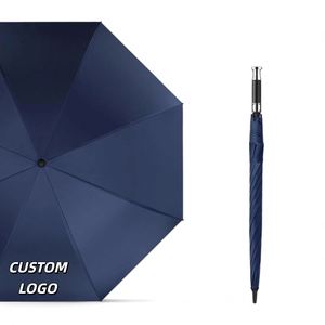 Modern Semi-automatic Double Canopy <b>Windproof</b> Rainproof Stick Straight Hanging Golf <b>Umbrella</b> for Business Gifts - Product Image 1