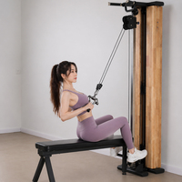 Station de fitness murale réglable en bois avec poulie double pour tractions verticales