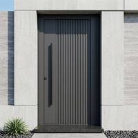 Puerta de Entrada Moderna de Aluminio con Diseño Ranurado, Puerta Exterior para Villa con Manija Larga y Compatible con Cerradura Inteligente