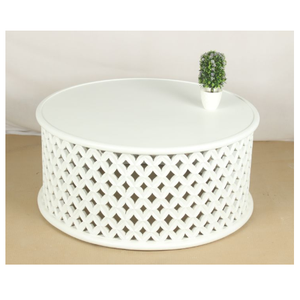 Table basse en bois d'acacia massif de style moderne, sculpture artisanale complexe, écologique, durable, plateau en marbre décoratif, salon - Product Image 3