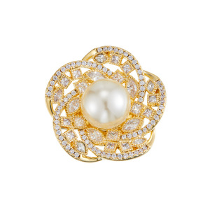 Flower Pearl Magnetic Brooch Copper Alloy Inlaid With Zircon <b>Wedding</b> Women's Fashion <b>Accessory</b> - Product Image 5