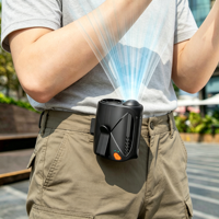 Ventilateur de ceinture rechargeable en plastique 2026, mains libres, à clipser, portable et personnalisable, 6000 mAh, 6 vitesses, pour la maison, l'extérieur et le camping