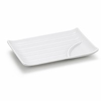 Assiette rectangulaire incassable en mélamine avec compartiment à sauce pour restaurant