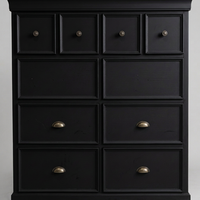 Commode noire à 10 tiroirs en bois – Armoire de rangement autoportante en Radiata européen et MDF pour chambre/salon, durable