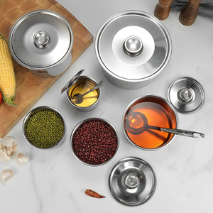 Chef Meis Stainless Steel <b>Spice</b> <b>Jar</b> 10cm 12cm 14cm 16cm 18cm 20cm 22cm Airtight Kitchen Condiment Container With Lid - Product Image 2