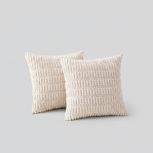 Set di 2 Copricuscini Decorativi in Velluto a Coste 18x18 Pollici, Stile Modern Farmhouse, Morbidi e a Righe per Divano e Letto - Product Image 2