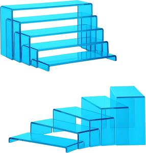 Blue Acrylic Display <b>Risers</b> <b>Risers</b> Display Stands Rectangular Acrylic <b>Shelves</b> for Figures Cupcake - Product Image 1