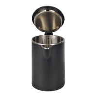 Bouilloire électrique en acier inoxydable 1L pour hôtel et usage domestique avec arrêt automatique et protection contre l'ébullition à sec 220V/110V Noir