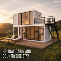 Maison conteneur à deux étages avec mur-rideau en verre, démontable, haute isolation, moderne, pour bâtiment commercial polyvalent, hôtel, parc