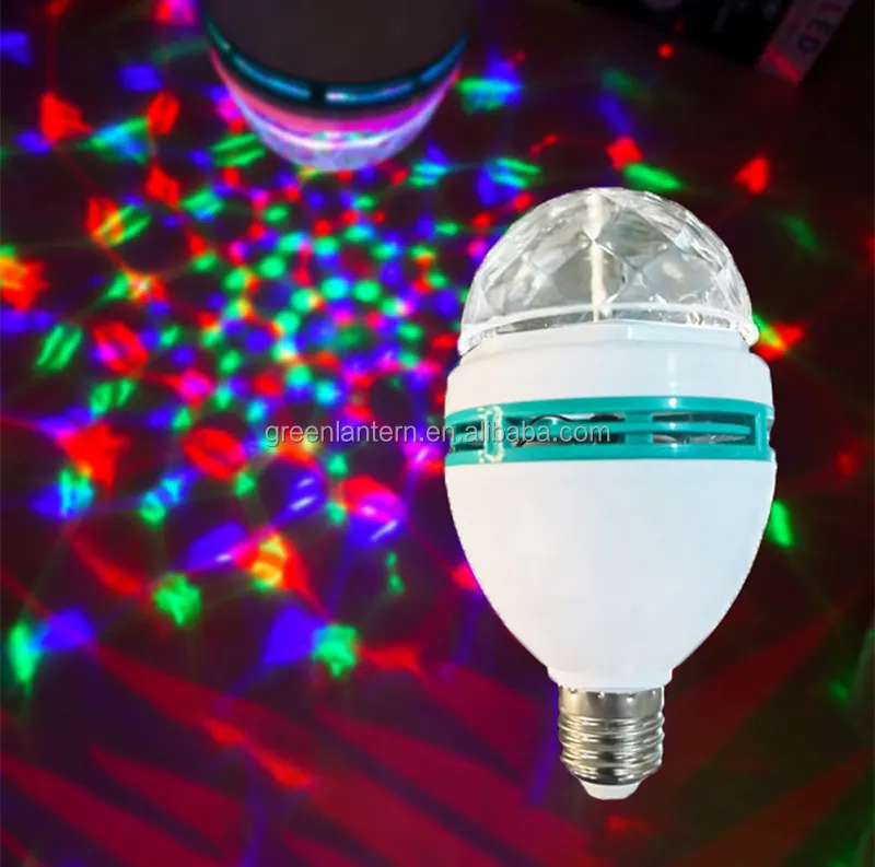 Mini E27 LED RGB Lamp Bulb Crystal Magic Color Projector Auto Rotating Stage Lights AC220V 110V For Holiday Party Bar KTV Disco