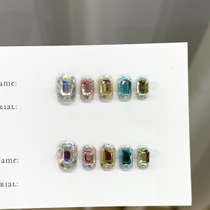 Faux ongles à presser de luxe, faits main, avec grands strass colorés et entièrement scintillants, pour un travail artisanal intensif, pour les rendez-vous et le nail art en salon - Product Image 3
