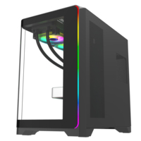 Boîtier d'ordinateur de jeu panoramique à arc circulaire en verre trempé blanc avec bande RGB, format ATX Full Tower, fabriqué en usine depuis 24 ans