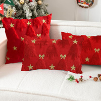 Arbres de noël fleurs coupées jeter taie d'oreiller arc broderie velours taie d'oreiller couverture