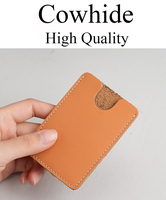 Dompet penyimpan kartu kulit sapi ramping untuk kartu ID kulit asli dompet penyimpan kartu Bank dompet tekstur lembut hadiah promosi Logo kustom