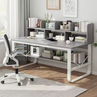 Bureau d'ordinateur en bois avec étagère, table de travail et d'étude écologique pour la maison ou le bureau, design moderne et simple