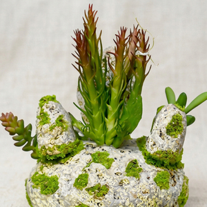 Plante succulente artificielle en forme de spire de désert, pot en pierre, style jardin zen, décoration d'intérieur, centre de table de bureau, idée cadeau XL - Product Image 5