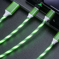 Kabel USB C LED Menyala dengan Cahaya LED Mengalir, Kabel Pengisian Cepat Tipe C, Kabel Tipe A ke P, USB Tipe C