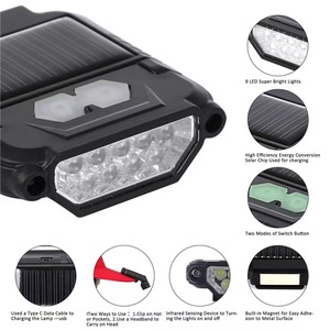 Lampe frontale rechargeable à énergie solaire, lumière LED, étanche, portable, pour la pêche et l'utilisation nocturne - Product Image 3