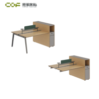 Bureau de travail ergonomique moderne en bois pour 2 personnes, postes de travail modulaires pour ordinateur portable