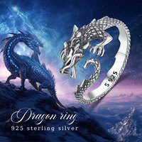 Merryshine ouvert réglable dinosaure celtique religieux en argent Sterling mal Dragon forme anneau pour hommes mariage et fête