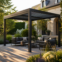 Pergola Bioclimatique Jiake avec Lames Orientables Étanche et Télécommandées, Pavillon Extérieur pour Projets de Villas, Jardins, Cours et Espaces de Loisirs
